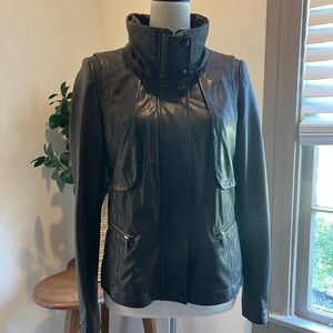Dark Brown Leather Lafayette 148 Jacket